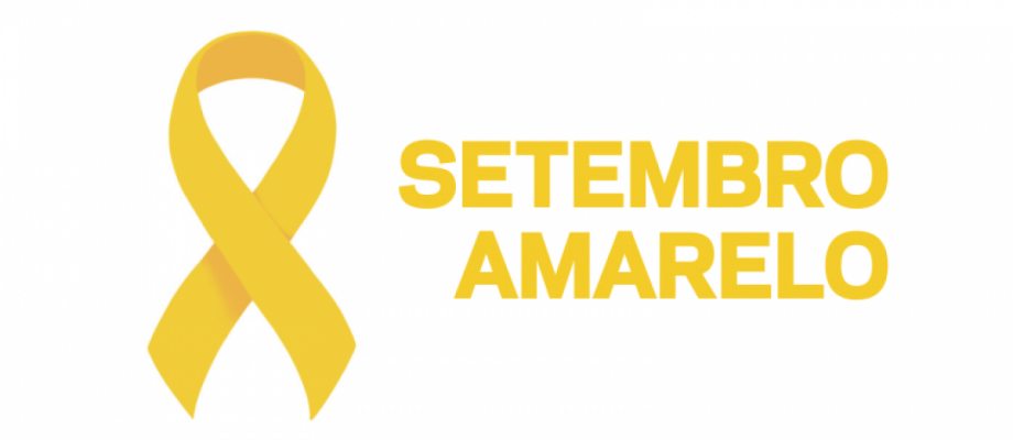 Logotipo Setembro Amarelo - laço e escrito "setembro amarelo" em cor amarela